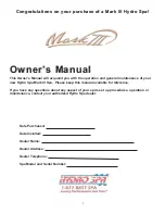 Preview for 2 page of Hydro Spa Lexxus Owner'S Manual