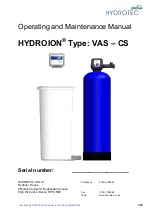 Preview for 1 page of Hydrotec HYDROION VAD 125-CS 1 Operating And Maintenance Manual