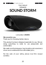 Предварительный просмотр 20 страницы HYKKER SOUND STORM User Manual