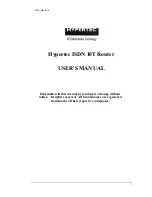 Hypertec ISDN 10T Router User Manual preview