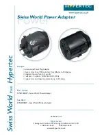 Preview for 1 page of Hypertec Power Swiss World Power Adapter SWA1000HY Specifications