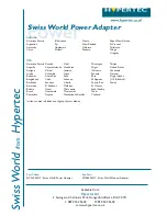 Preview for 3 page of Hypertec Power Swiss World Power Adapter SWA1000HY Specifications