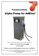 Предварительный просмотр 1 страницы Hytek AdBlue ALPHA Series Technical Data Manual