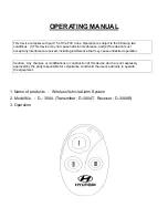 Preview for 1 page of Hyundai D-300A Operating Manual