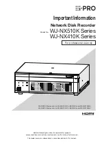 Preview for 1 page of i-PRO WJ-NX510K Series Important Information Manual