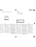 Preview for 1 page of Ibanez BSA10 Owner'S Manual