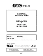 IBC Water AS30400 Installation & Operating Instructions Manual preview