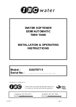 Предварительный просмотр 1 страницы IBC Water SAST0715 Installation & Operating Instructions Manual