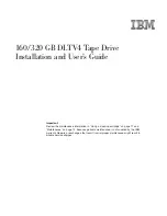 Предварительный просмотр 1 страницы IBM 160 GB DLTV4 Installation And User Manual