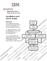 Preview for 1 page of IBM BladeCenter T Type 8720 Installation And User Manual