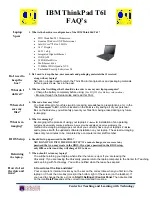 Preview for 1 page of IBM THINKPAD T61 Frequently Asked Questions Manual