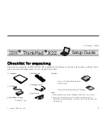 Preview for 1 page of IBM ThinkPad X22 Setup Manual