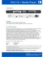 Preview for 4 page of IC Audio RAC 02 + Media Player User Manual