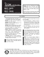 Preview for 1 page of Icom BC-143 Instructions