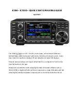 Preview for 1 page of Icom IC-7300 Quick Start Operating Manual