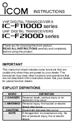 Preview for 1 page of Icom IC-F1100D Series User Manual