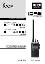 Preview for 1 page of Icom IC-F3100D series Instruction Manual