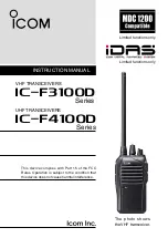 Предварительный просмотр 1 страницы Icom IC-F3100D series Instruction Manual