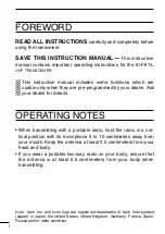 Предварительный просмотр 2 страницы Icom IC-F61-L Instruction Manual