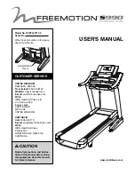 Preview for 1 page of ICON Health & Fitness freemotion S990 INTERACTIVE User Manual