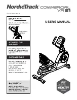 Preview for 1 page of ICON Health & Fitness NordicTrack Commercial VR21 User Manual