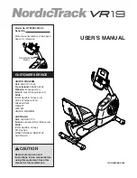 Предварительный просмотр 1 страницы ICON Health & Fitness NordicTrack VR19 User Manual