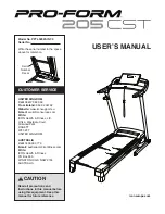 Preview for 1 page of ICON Health & Fitness PRO-FORM 205 CST User Manual