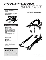 Preview for 1 page of ICON Health & Fitness PRO-FORM 505 CST User Manual