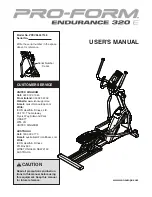 Preview for 1 page of ICON Health & Fitness Pro-Form Endurance 320 E User Manual