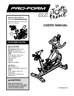 ICON Health & Fitness PRO-FORM LE TOUR DE FRANCE CLC User Manual предпросмотр