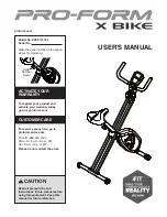 Preview for 1 page of ICON Health & Fitness Pro-Form X Bike User Manual