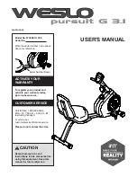 Preview for 1 page of ICON Health & Fitness Weslo pursuit g 3.1 User Manual