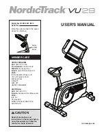 ICON NordicTrack VU29 User Manual preview