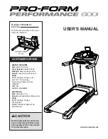 ICON PRO-FORM PERFORMANCE 600i User Manual preview