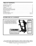 Preview for 2 page of ICON PRO-FORM PERFORMANCE 600i User Manual