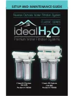 Preview for 1 page of IDEAL H2O Classic RO System 150 GPD Setup And Maintenance Manual