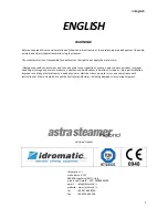 Предварительный просмотр 3 страницы Idromatic Astra Steamer Hybrid Instruction Manual