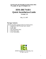 Предварительный просмотр 2 страницы IEI Technology IEM-DB-7S-RS Quick Installation Manual