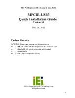 IEI Technology MPCIE-USB3 Quick Installation Manual preview