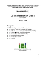 Preview for 1 page of IEI Technology NANO-BT-i1 Series Quick Installation Manual