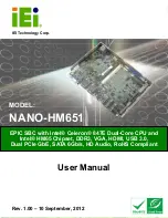 Preview for 1 page of IEI Technology NANO-HM651 User Manual