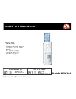 Igloo Water Cooler/Dispenser MWC496 Specification Sheet предпросмотр