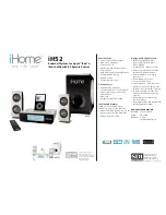 iHome iH52 Specification Sheet preview