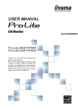 Предварительный просмотр 1 страницы Iiyama ProLite B2274HDS User Manual