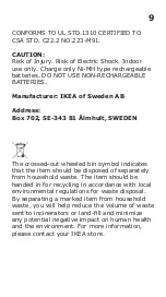 Предварительный просмотр 9 страницы IKEA KVARTS Manual