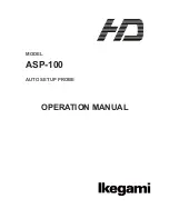 Preview for 1 page of Ikegami ASP-100 Operation Manual