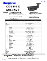 Ikegami ICD-B11-550 BAR-CAM2 Specifications preview