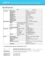 Предварительный просмотр 2 страницы Ikegami LCM-810 Specifications