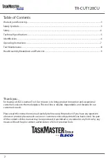 Preview for 2 page of Ilsco TaskMaster TR-CUT120CU Instruction Manual