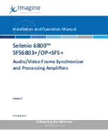 Preview for 1 page of Imagine communications Selenio 6800 SFS6803+OP+SFS+ Installation And Operation Manual